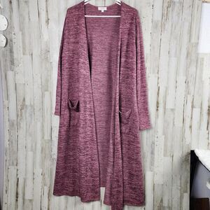 LuLaRoe Longline Sarah Duster Cardigan Sweater Burgundy Size Large